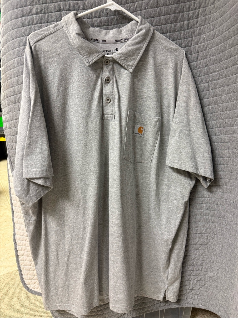 Carhartt Force Light Gray Short-Sleeve Pocket Polo